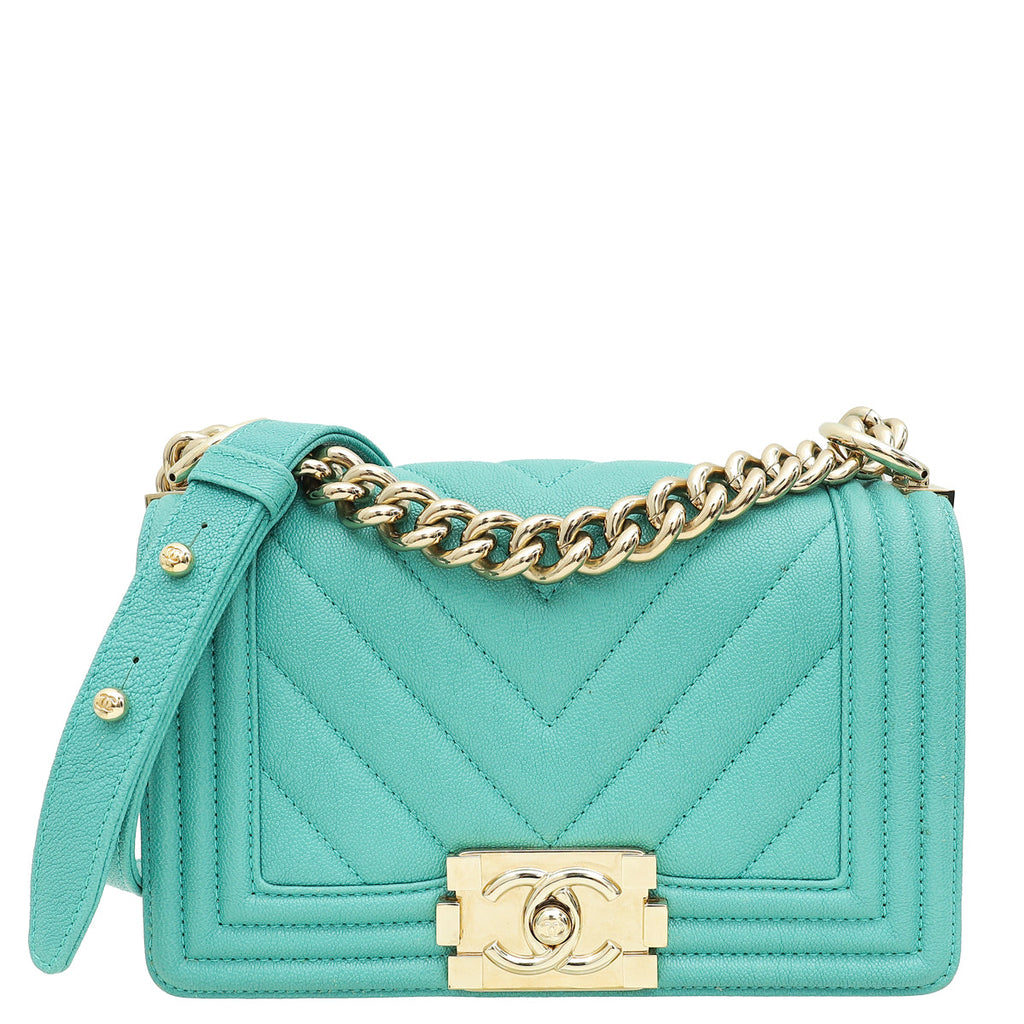 Chanel Tiffany Green Chevron Le Boy Small Bag