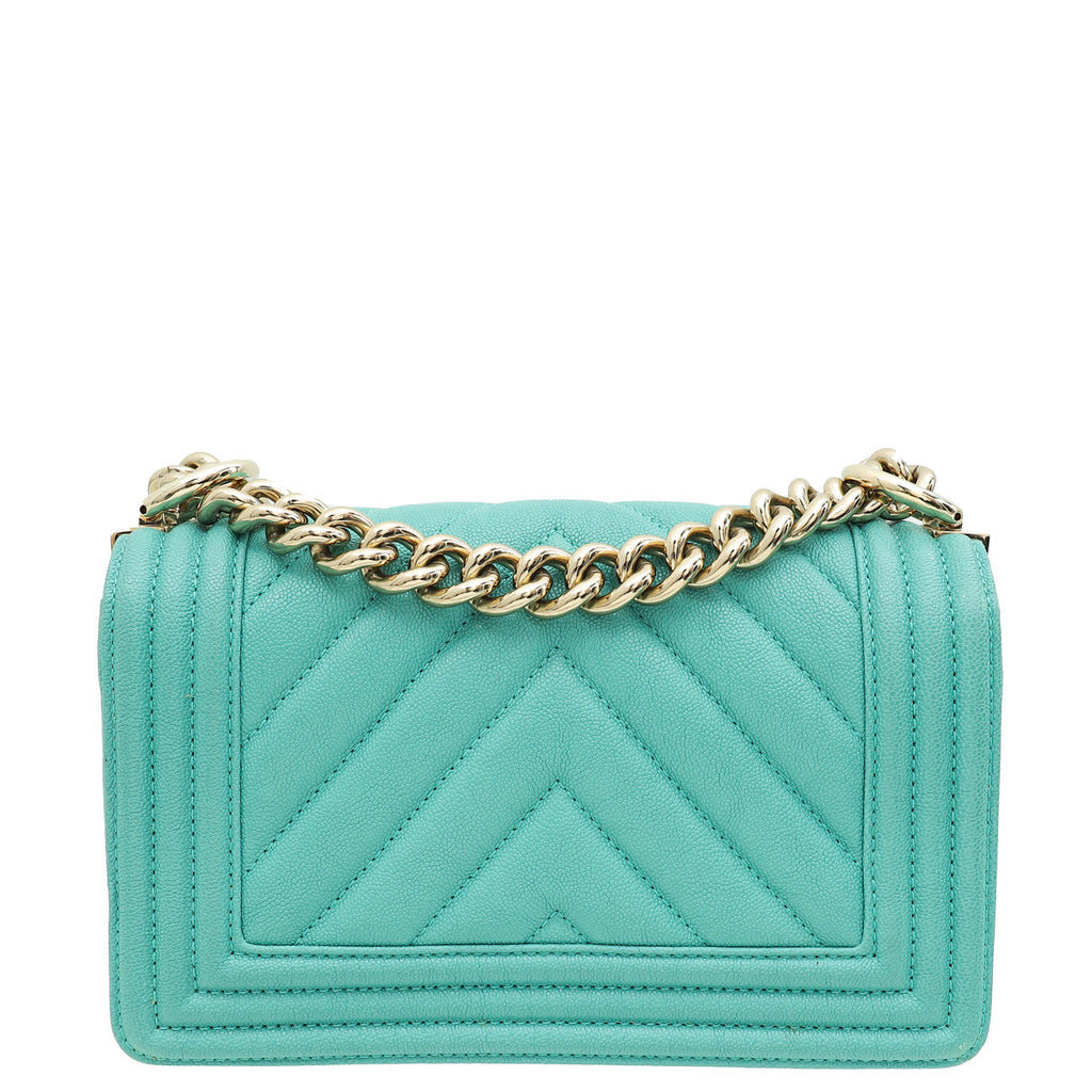 Chanel Tiffany Green Chevron Le Boy Small Bag