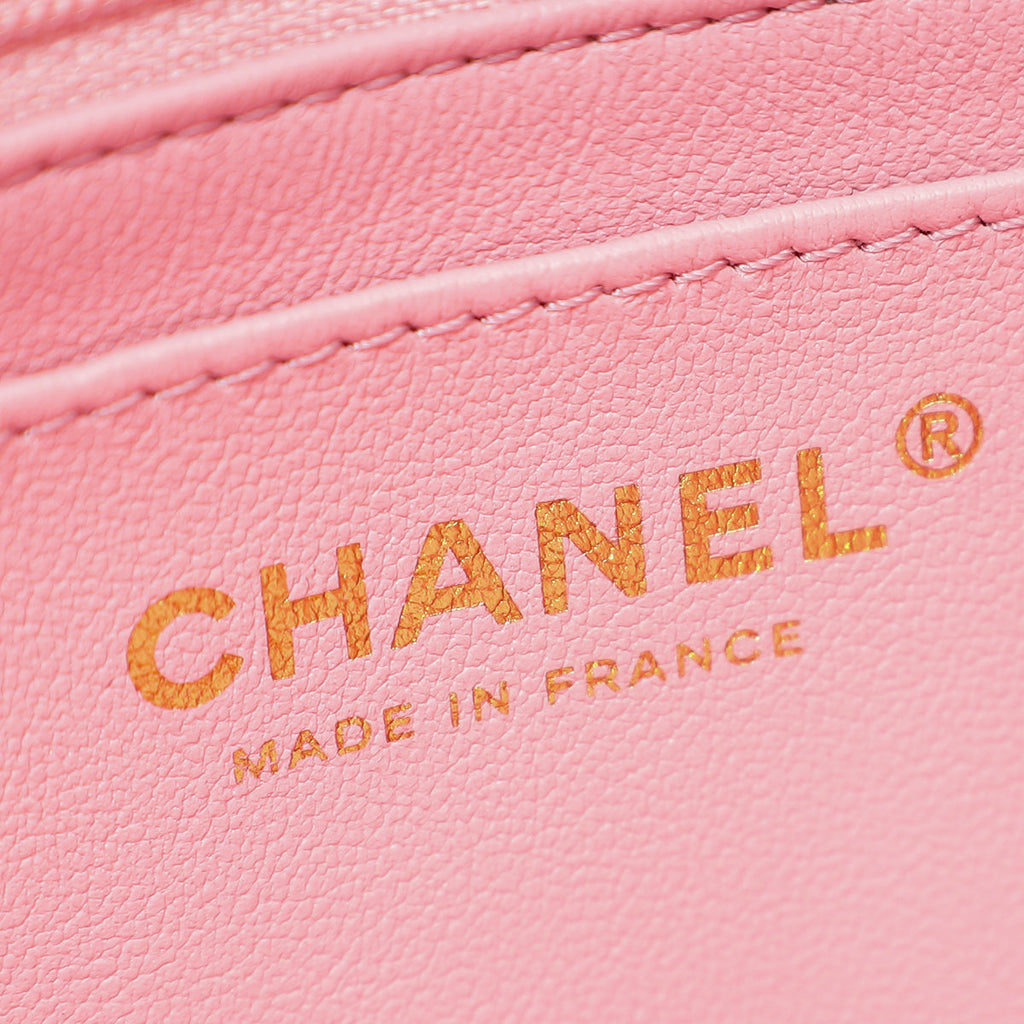 Chanel Metallic Pink CC Viscose Woven Flap Bag