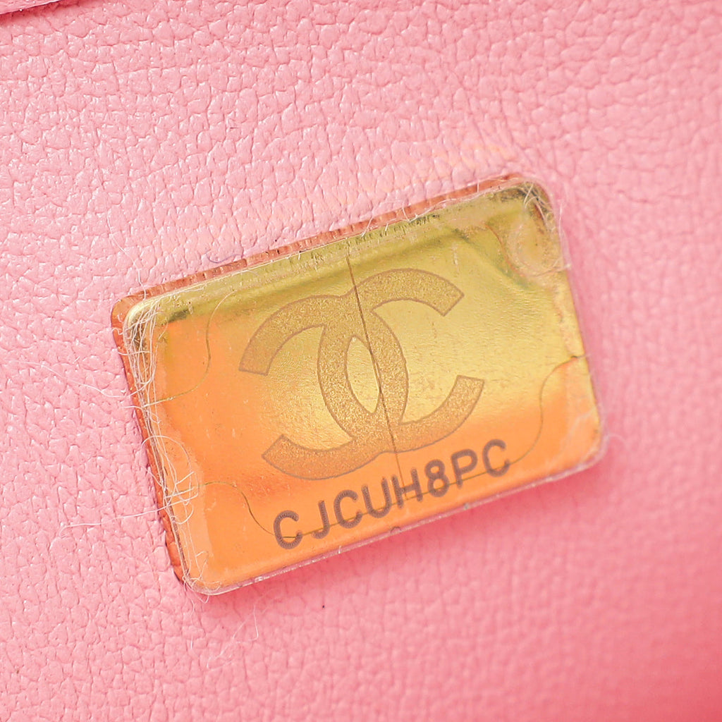 Chanel Metallic Pink CC Viscose Woven Flap Bag