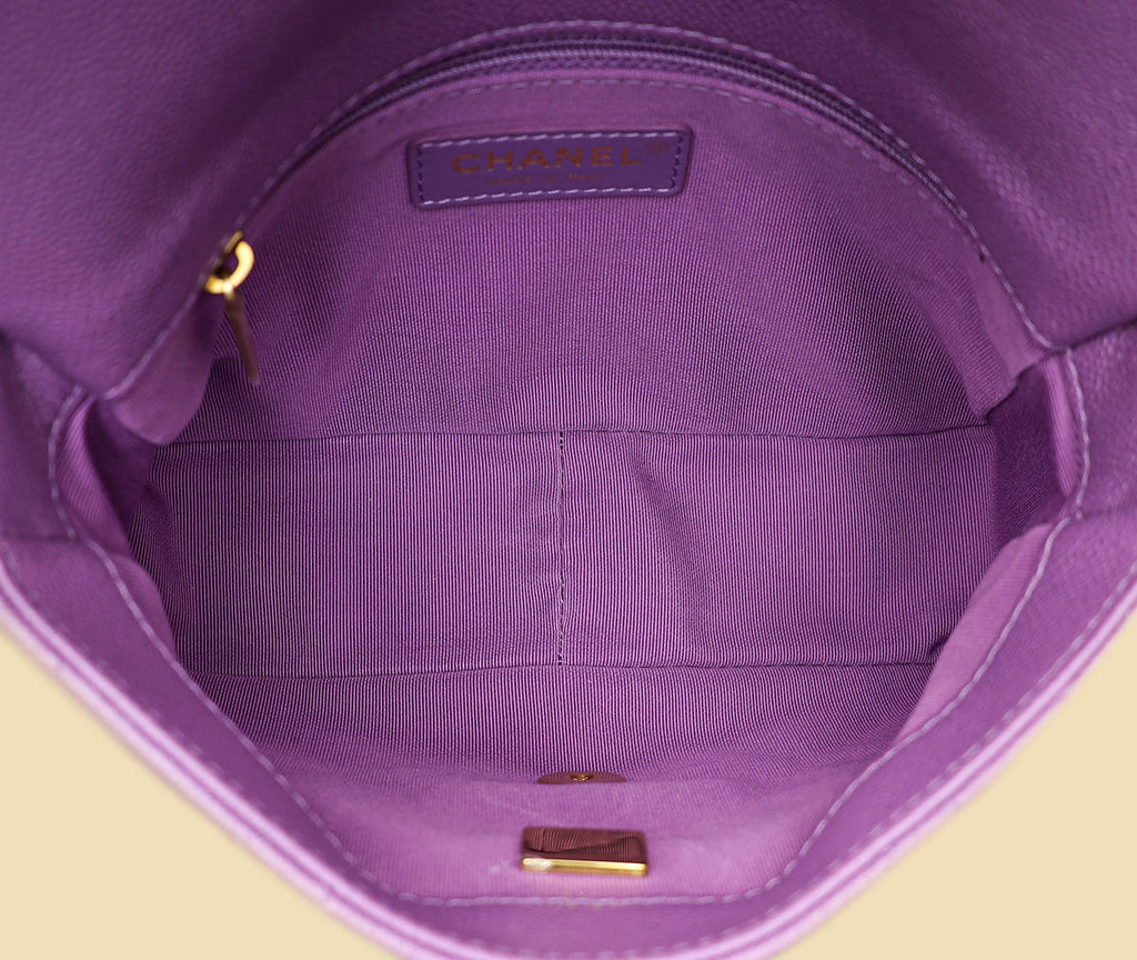 Chanel Purple CC Shiny Small Chain Melody Flap Bag