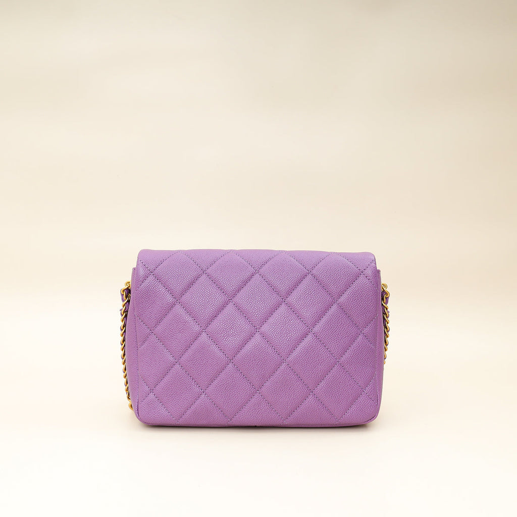 Chanel Purple CC Shiny Small Chain Melody Flap Bag