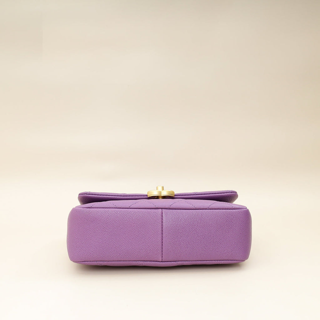 Chanel Purple CC Shiny Small Chain Melody Flap Bag
