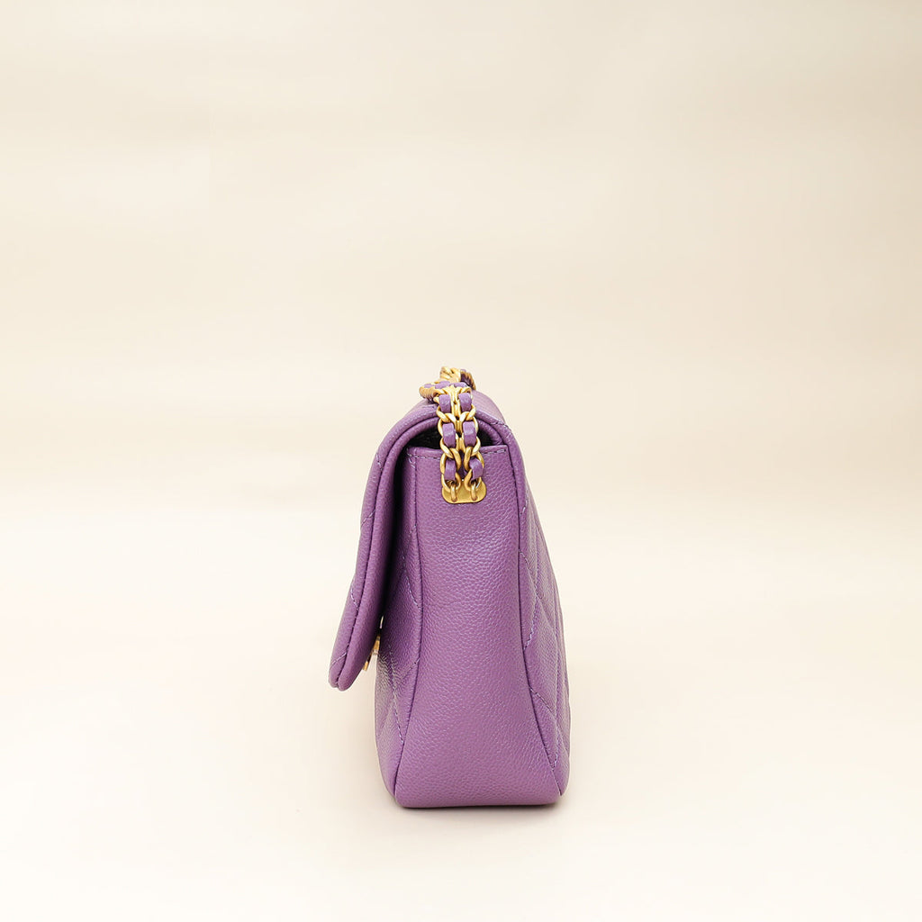 Chanel Purple CC Shiny Small Chain Melody Flap Bag