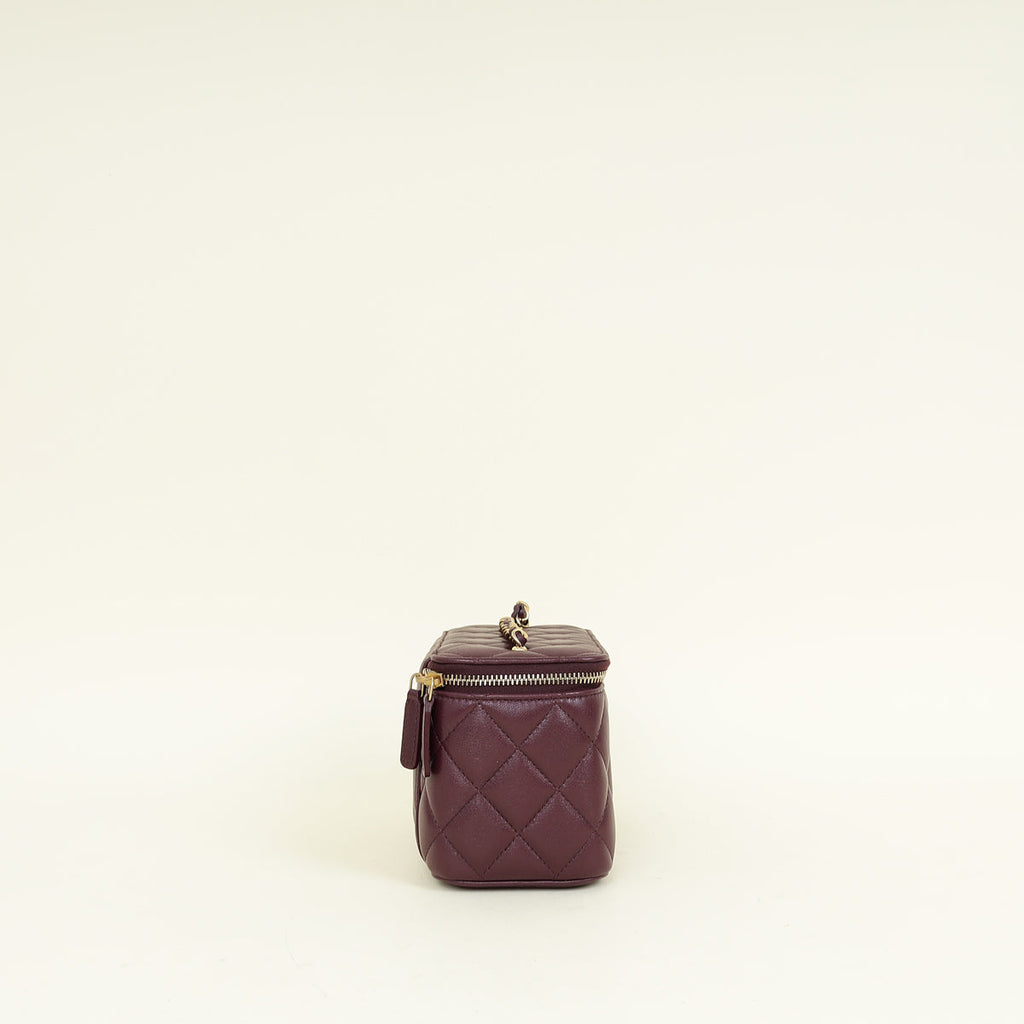 Chanel Burgundy CC Crush Small Vanity With Chain