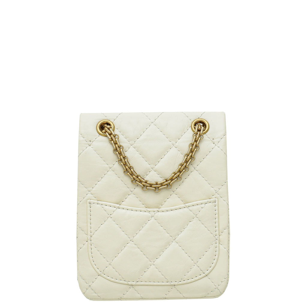 Chanel White Cream 2.55 Reissue Aged Mini North South Flap Bag