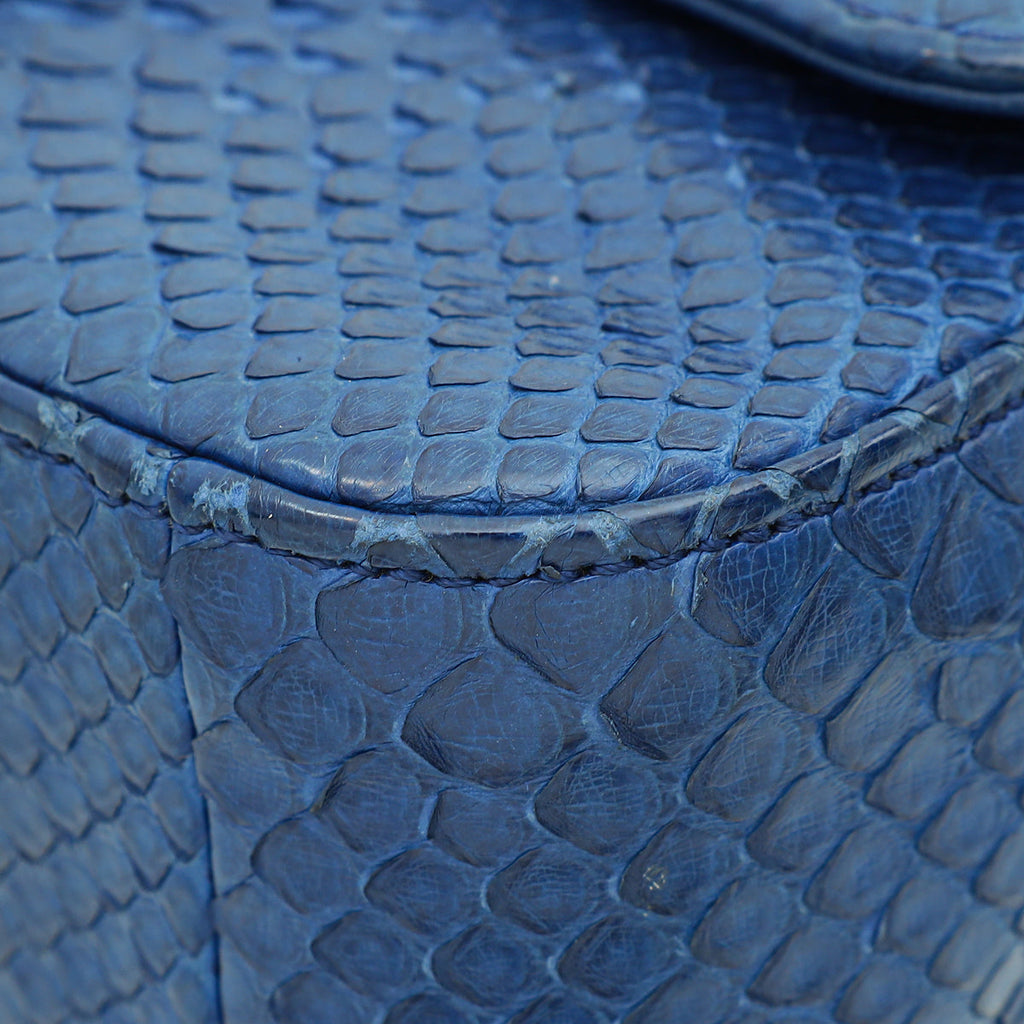 Chanel Blue Python Classic Mini Rectangular Flap Bag