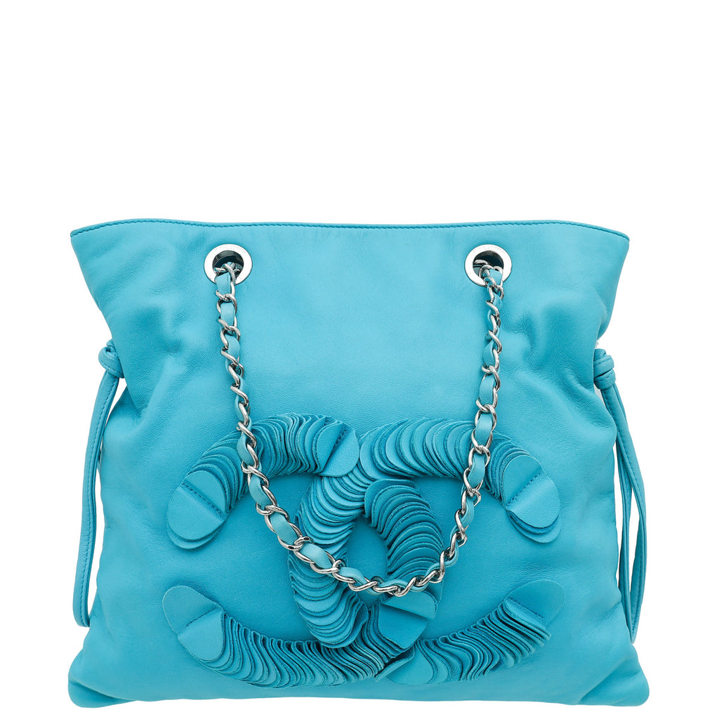 Chanel Turquoise CC Disc Bon Bon Tote Bag