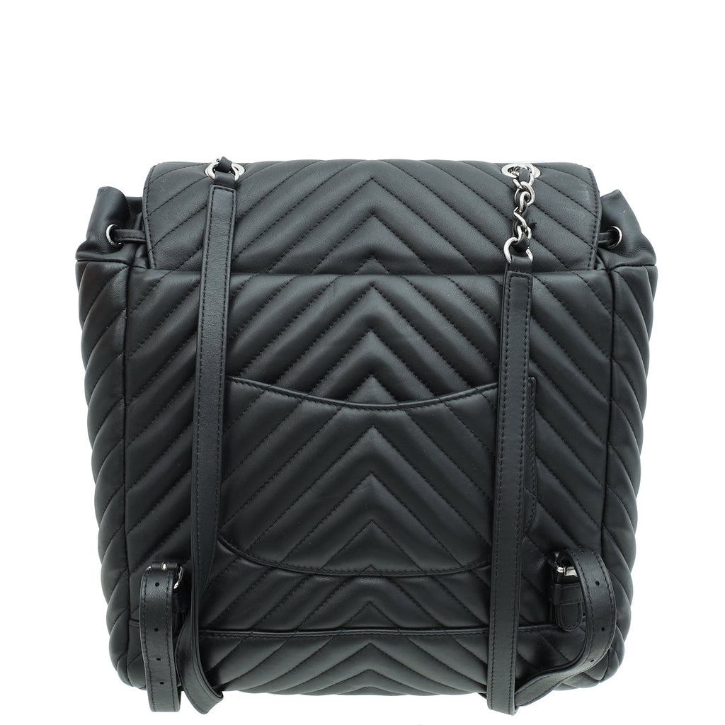 Chanel Black Chevron Quilt Urban Spirit Backpack Large Bag