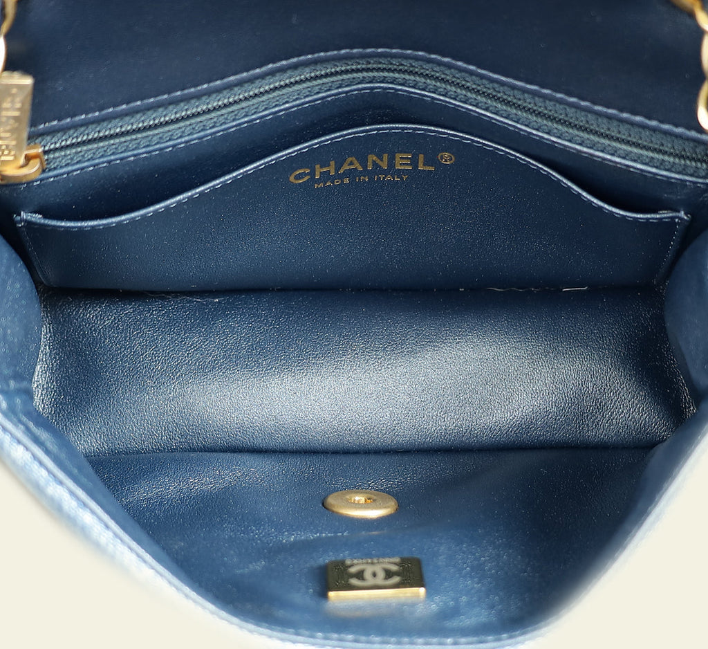 Chanel Blue CC Denim Classic Mini Flap Bag