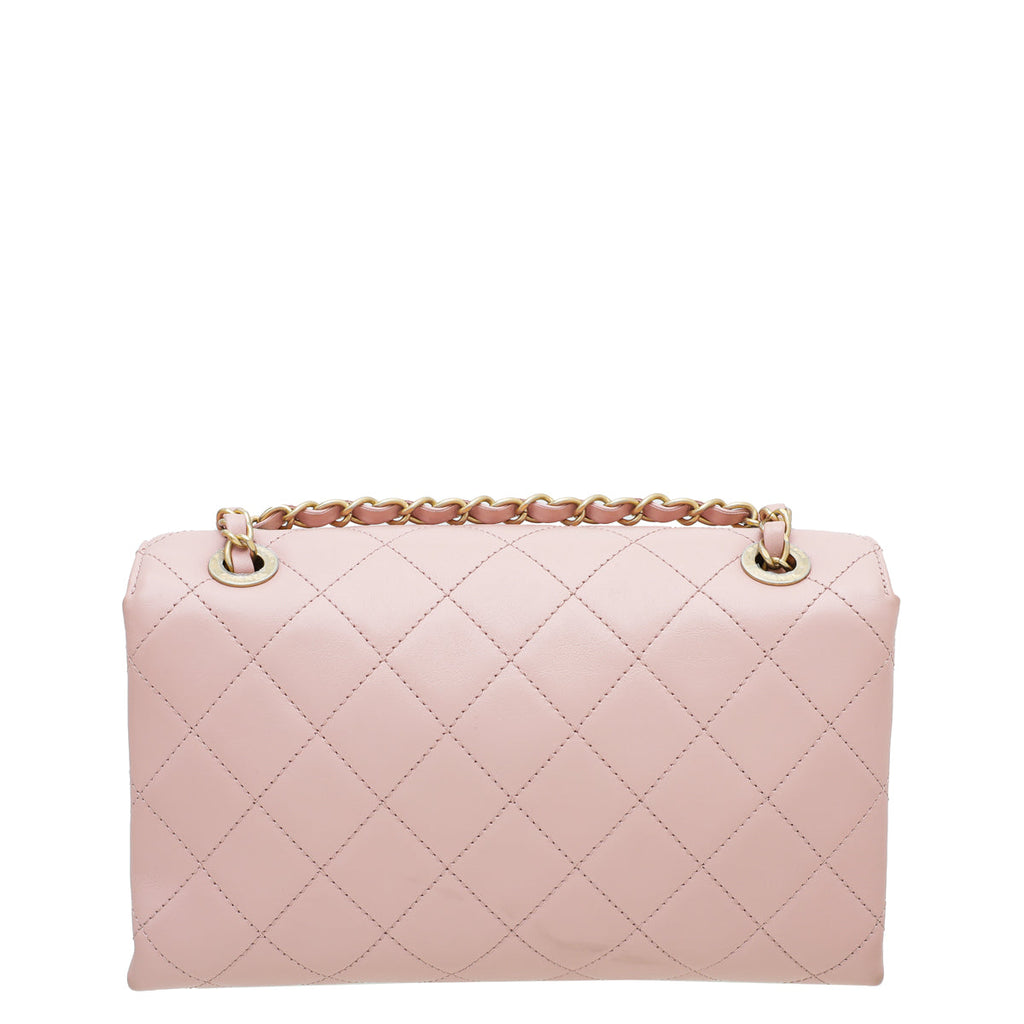 Chanel Pink Logo Enchained Flap Medium Bag