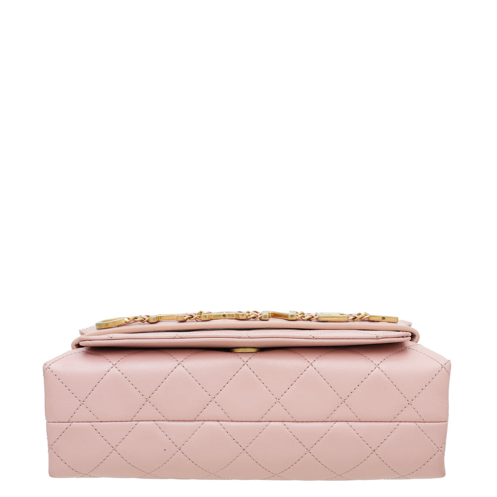 Chanel Pink Logo Enchained Flap Medium Bag