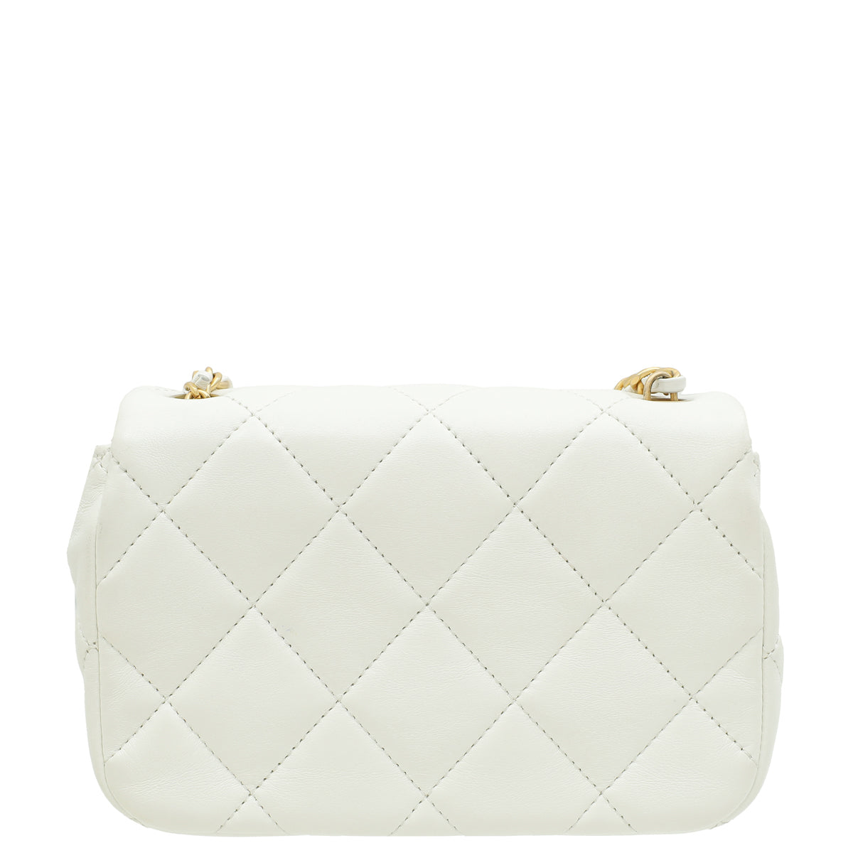 Chanel White CC Double Pearl Mini Flap Bag
