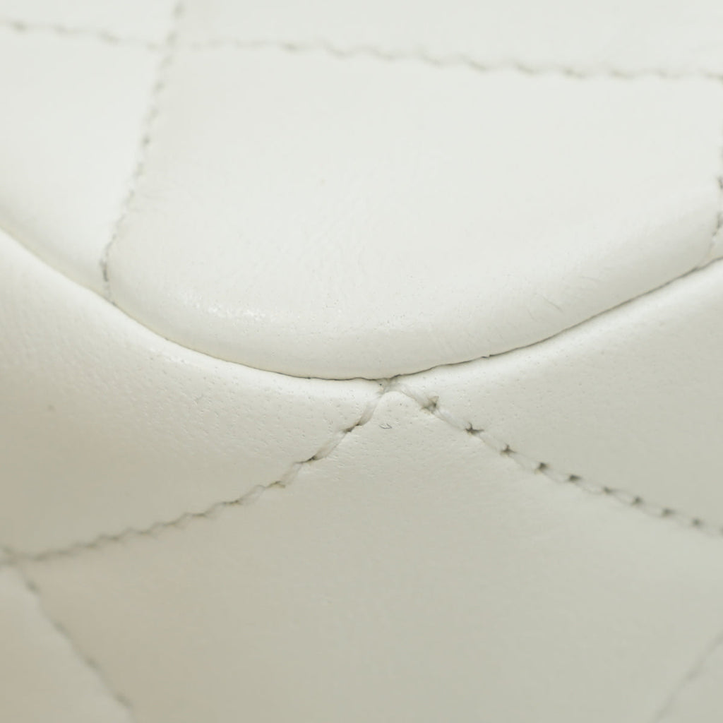 Chanel White CC Double Pearl Mini Flap Bag