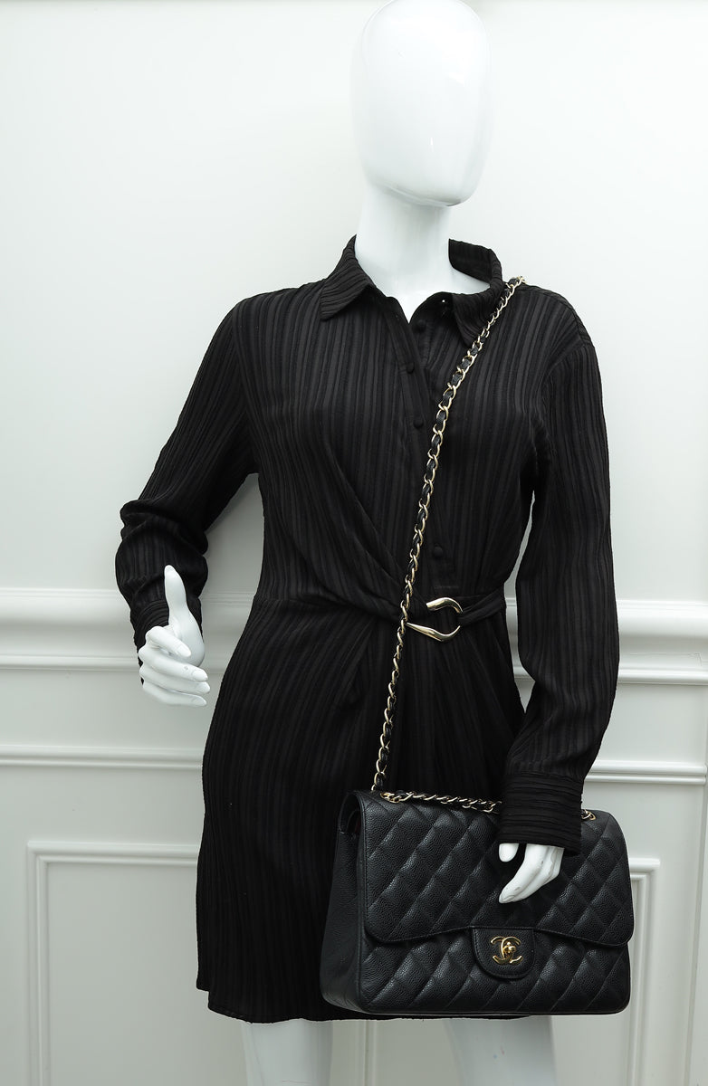 Chanel Black Classic Double Flap Jumbo Bag
