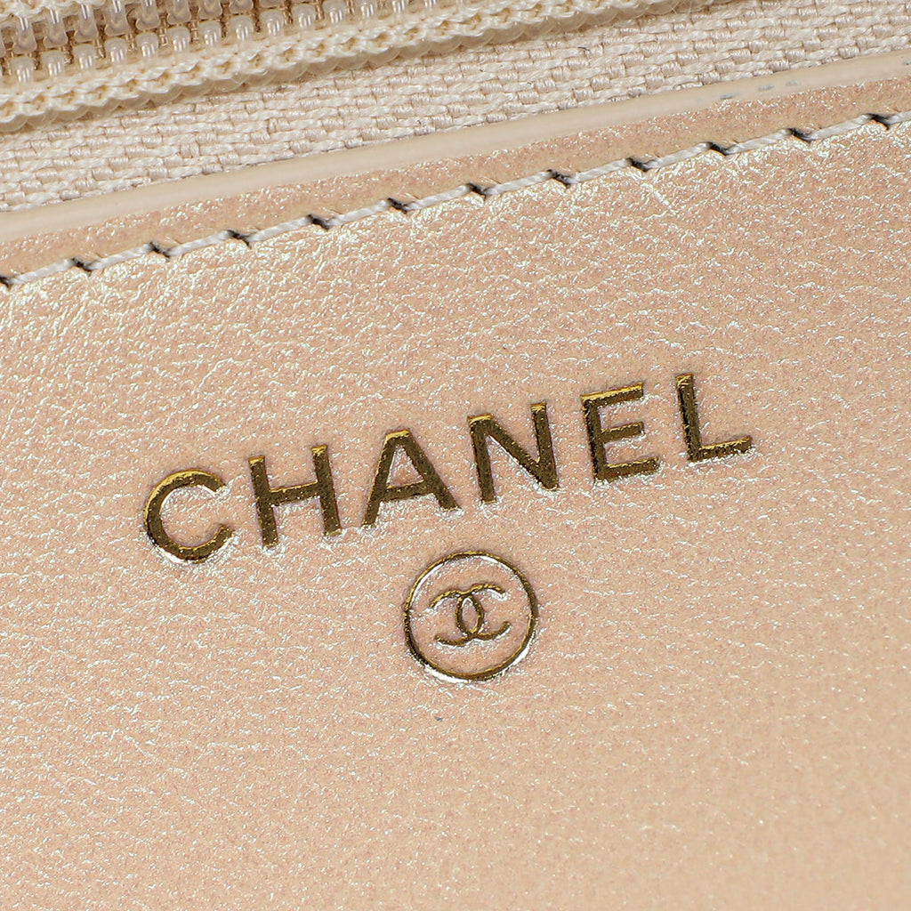 Chanel Metallic Pearly Pink CC Classic Wallet on Chain