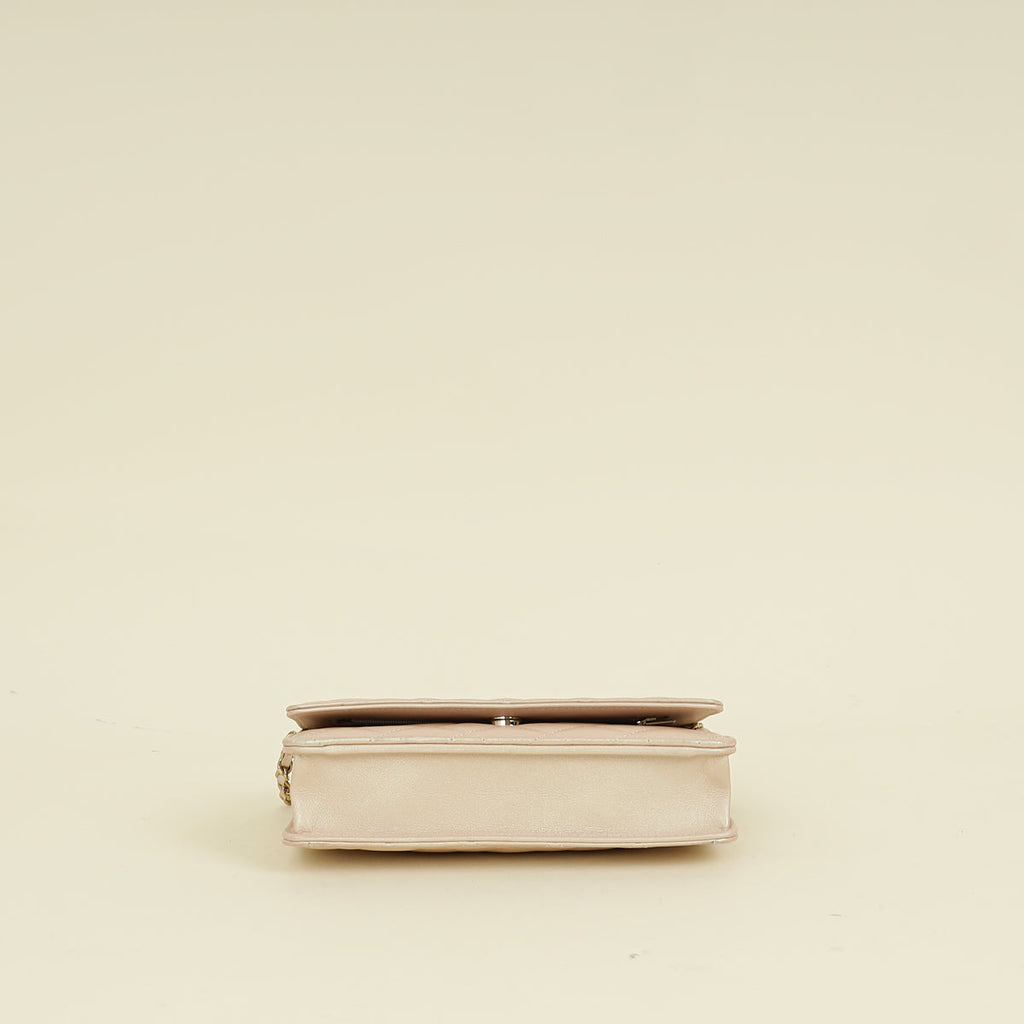 Chanel Metallic Pearly Pink CC Classic Wallet on Chain