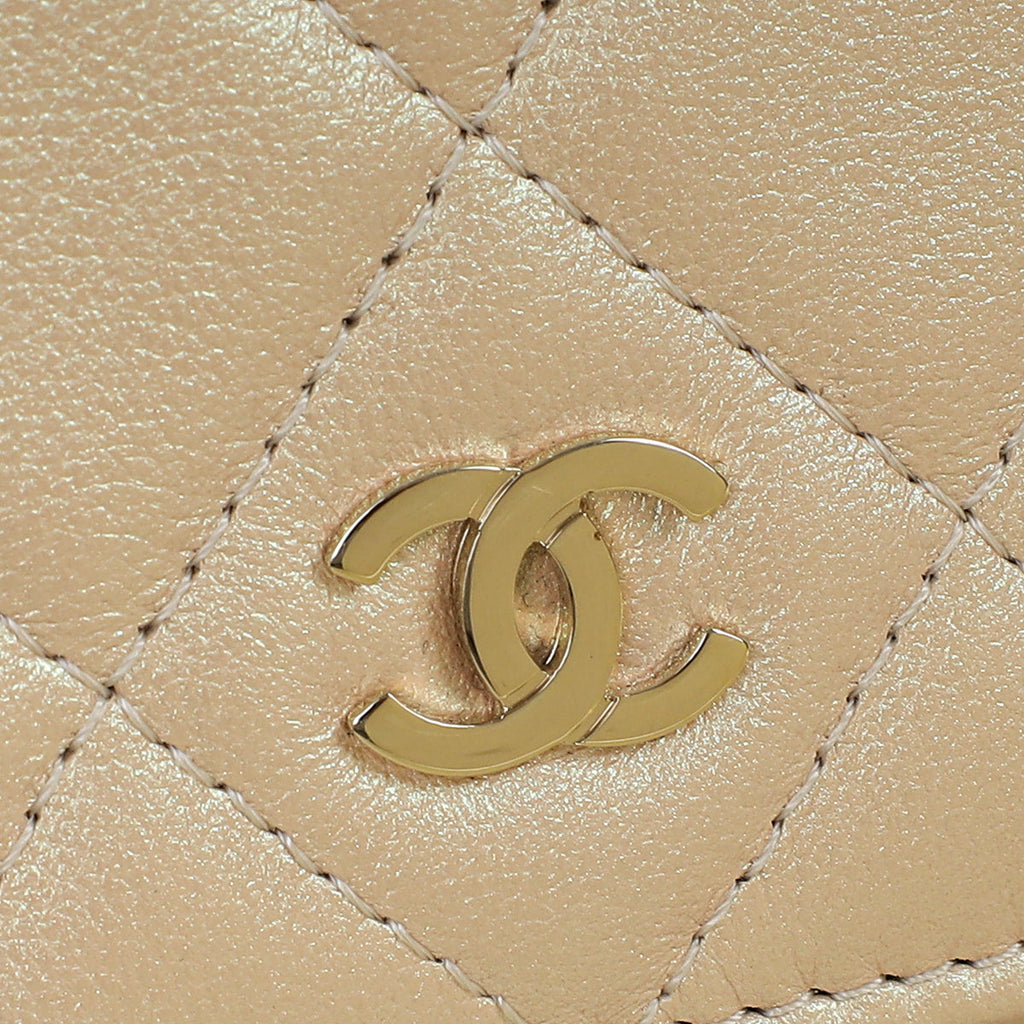 Chanel Metallic Pearly Pink CC Classic Wallet on Chain