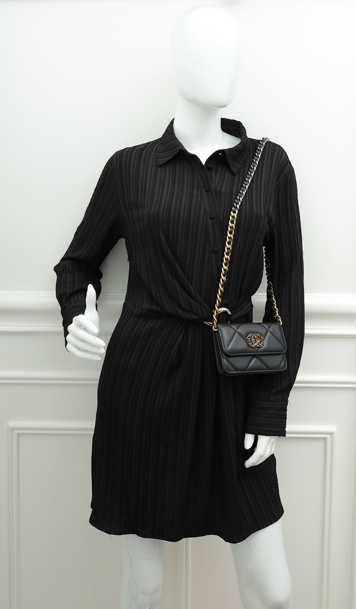 Chanel Black 19 Mini Wallet on Chain