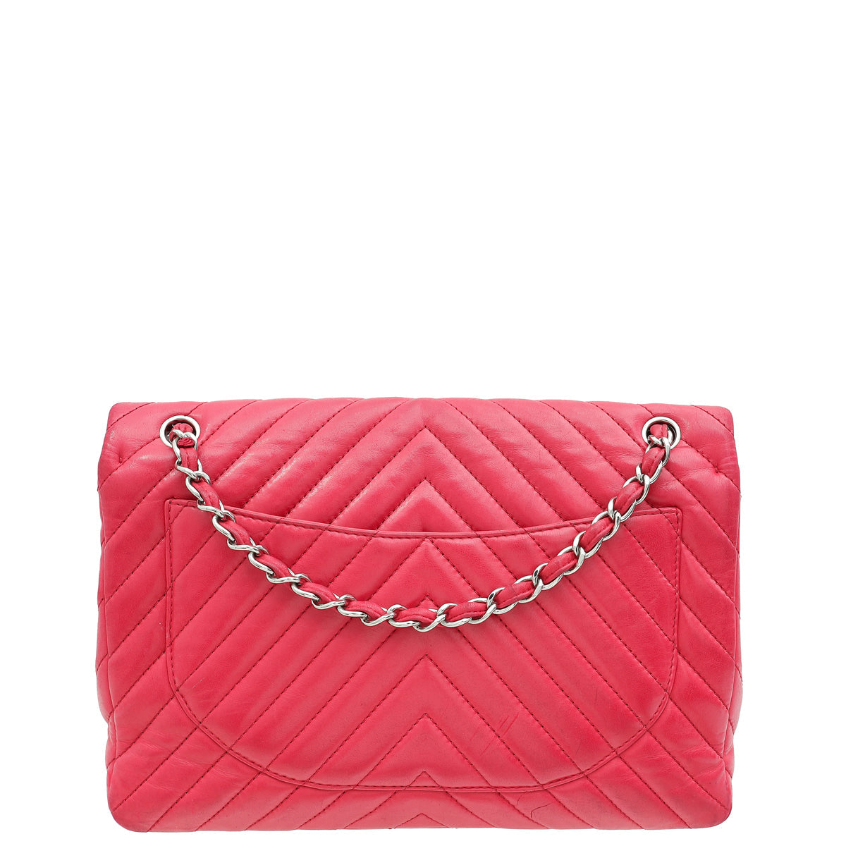 Chanel Fuchsia CC Chevron Single Flap Maxi Bag