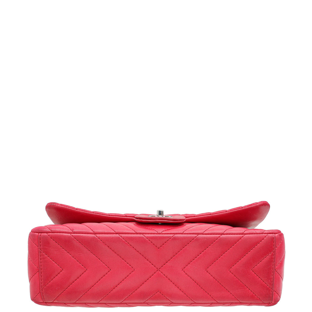 Chanel Fuchsia CC Chevron Single Flap Maxi Bag