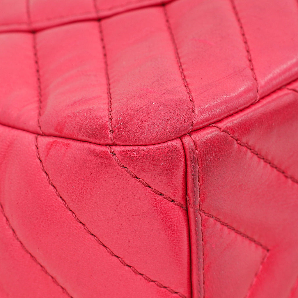 Chanel Fuchsia CC Chevron Single Flap Maxi Bag