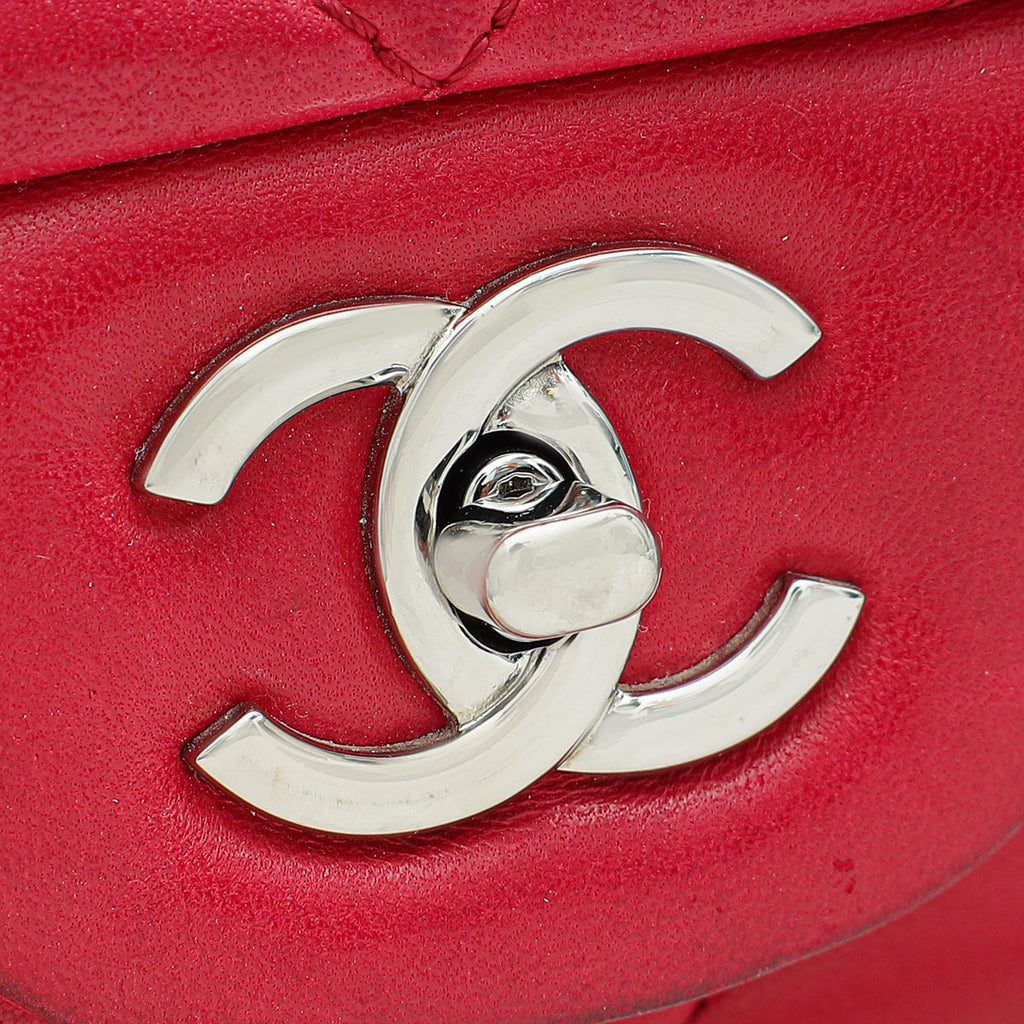 Chanel Fuchsia CC Chevron Single Flap Maxi Bag