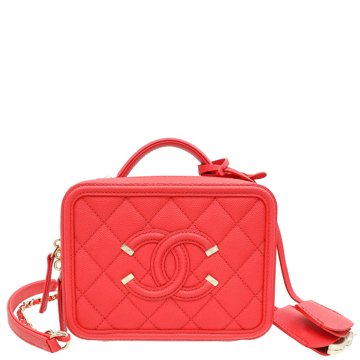 Chanel Red Filigree Small Vanity Case