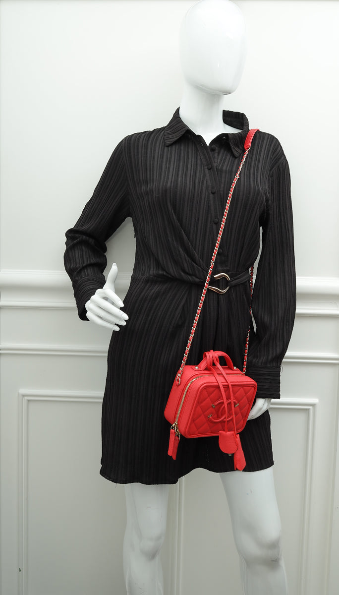 Chanel Red Filigree Small Vanity Case