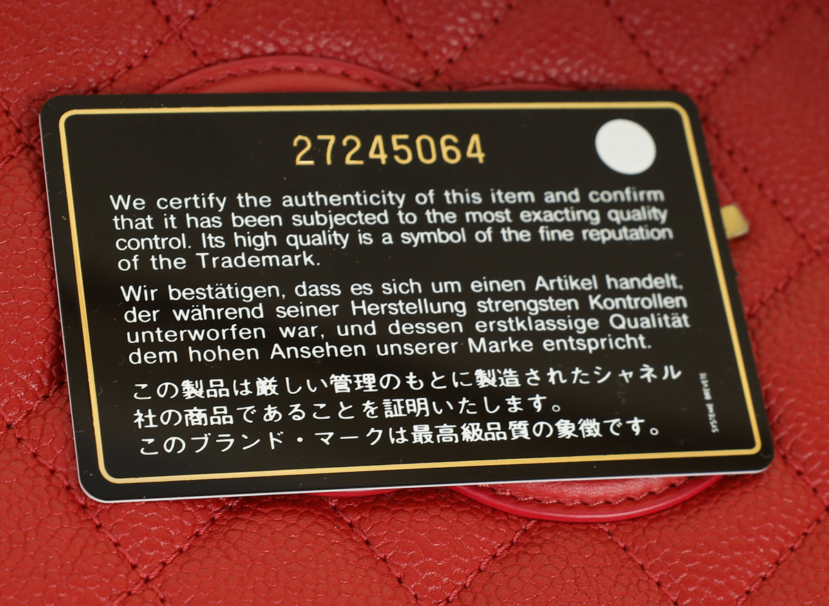 Chanel Red CC Filigree Medium Vanity Bag