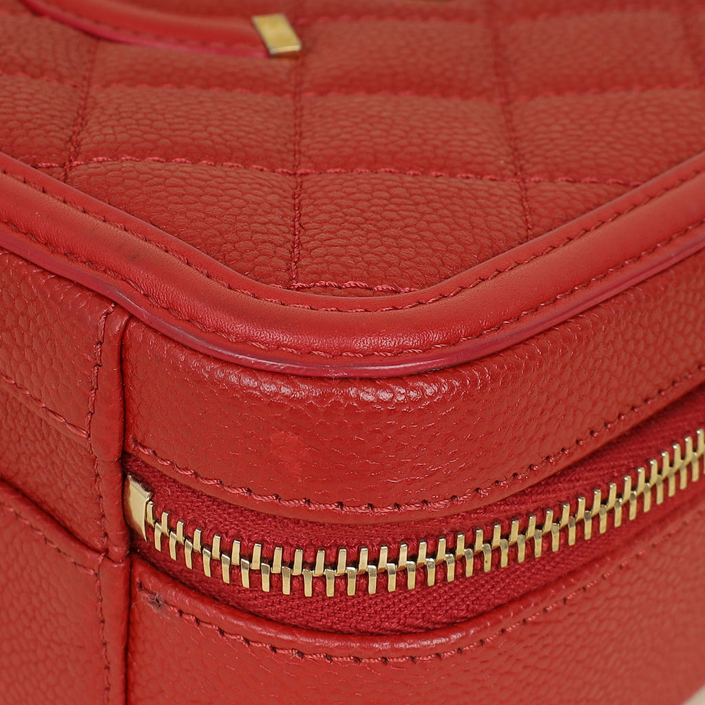 Chanel Red CC Filigree Medium Vanity Bag