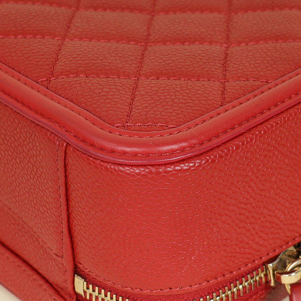 Chanel Red CC Filigree Medium Vanity Bag