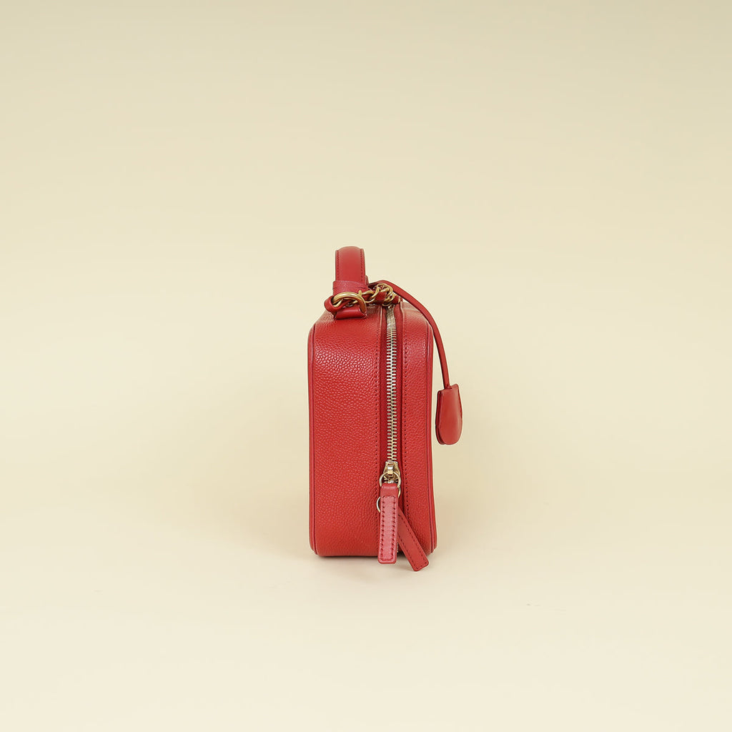 Chanel Red CC Filigree Medium Vanity Bag