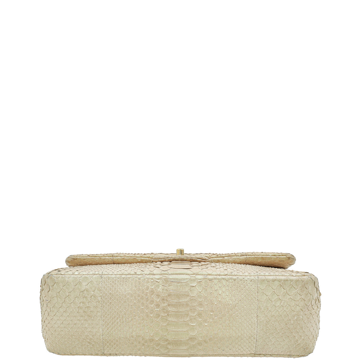 Chanel Pearl Beige Python CC Classic Double Flap Jumbo Bag