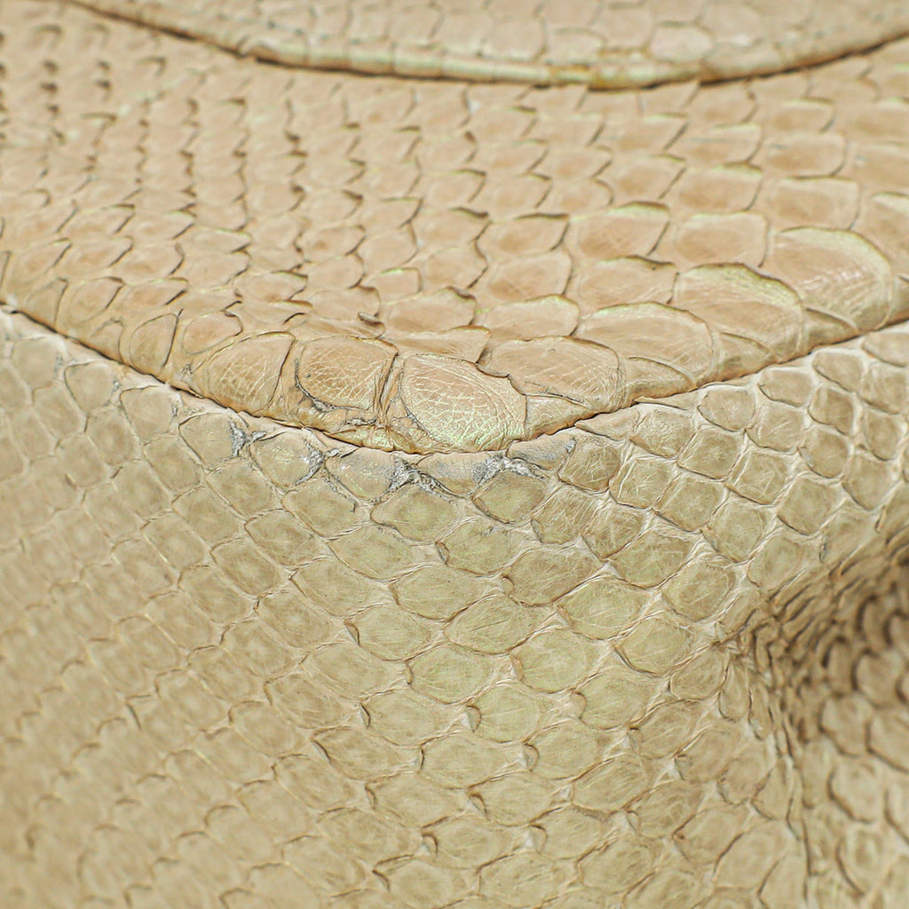 Chanel Pearl Beige Python CC Classic Double Flap Jumbo Bag