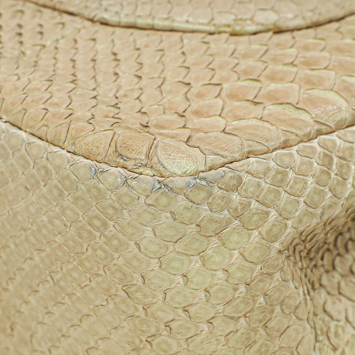 Chanel Pearl Beige Python CC Classic Double Flap Jumbo Bag