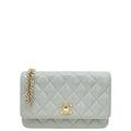 Chanel Grey CC Shiny Wallet On Chain