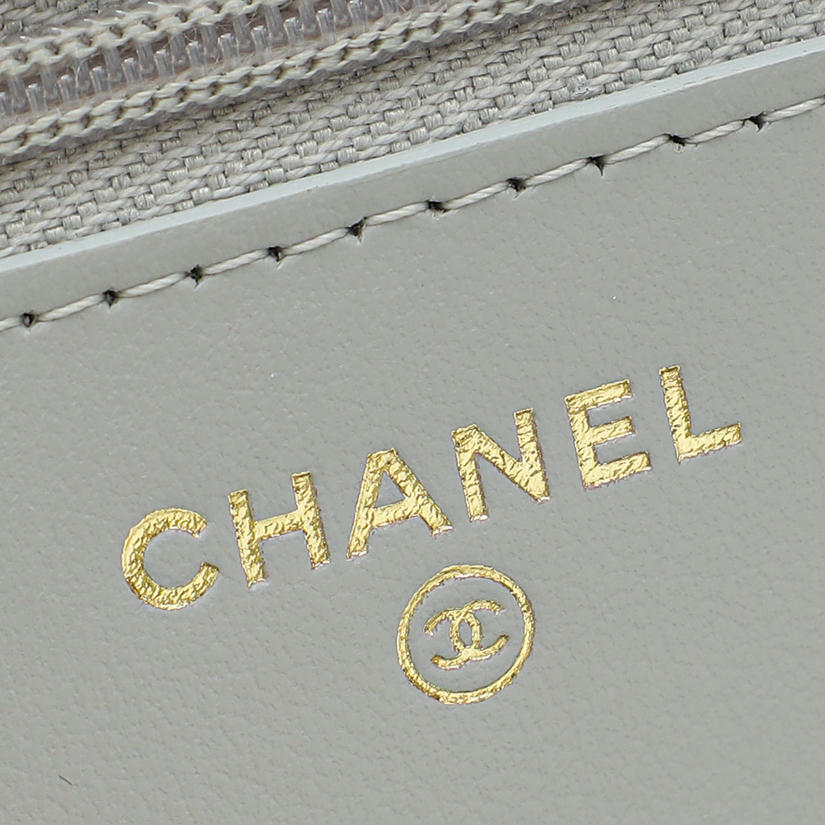 Chanel Grey CC Shiny Wallet On Chain