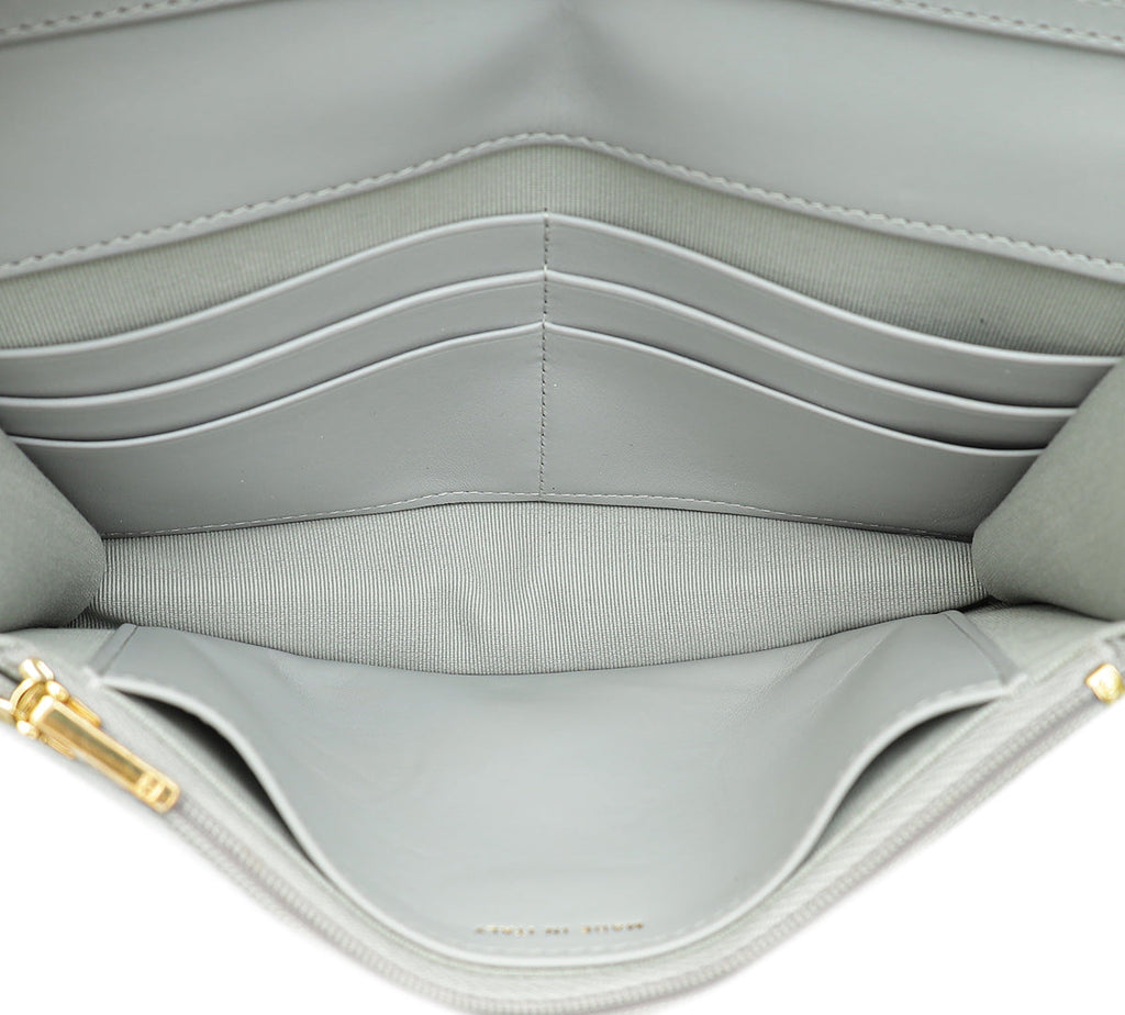 Chanel Grey CC Shiny Wallet On Chain