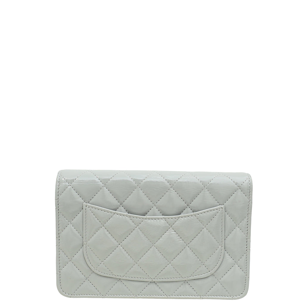 Chanel Grey CC Shiny Wallet On Chain