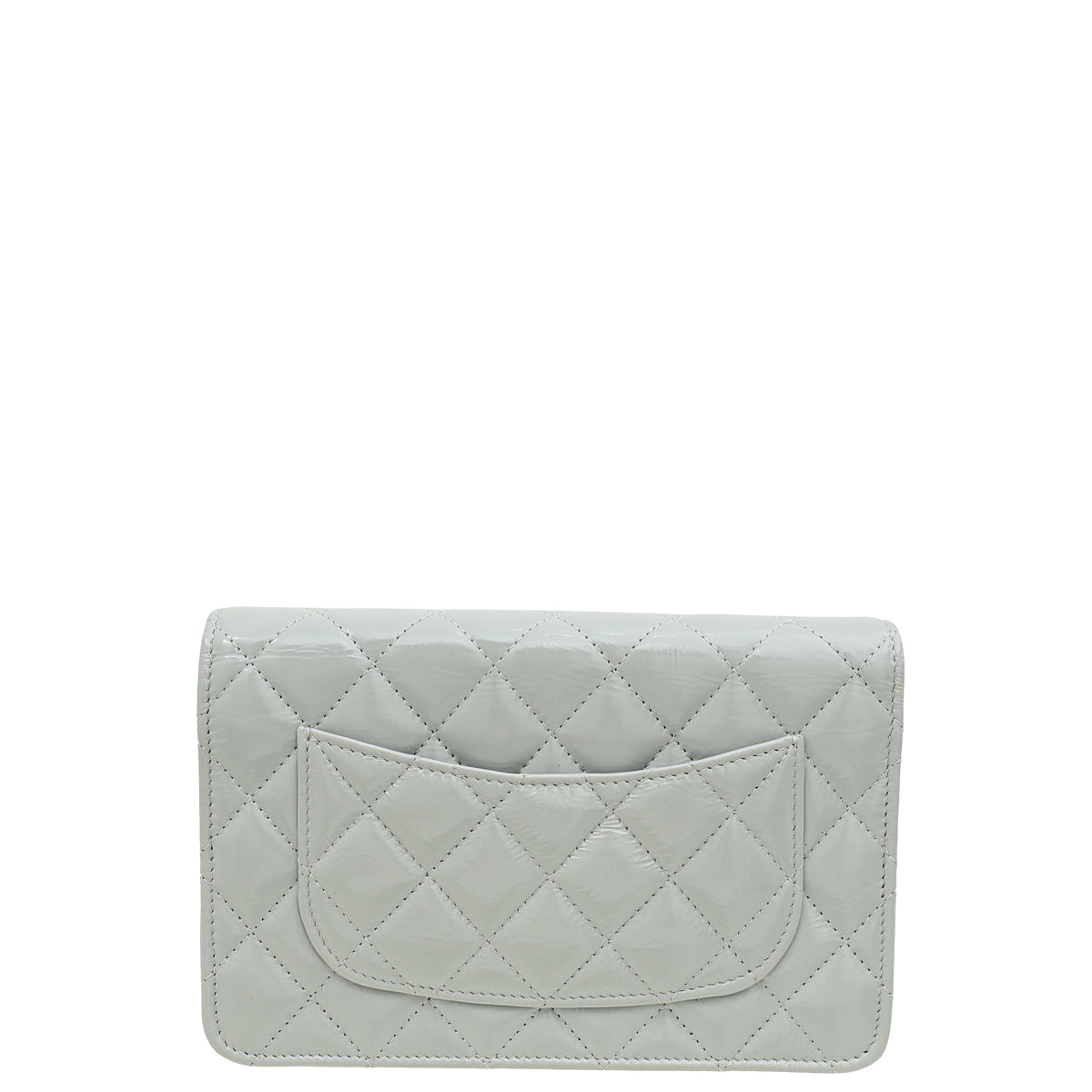Chanel Grey CC Shiny Wallet On Chain