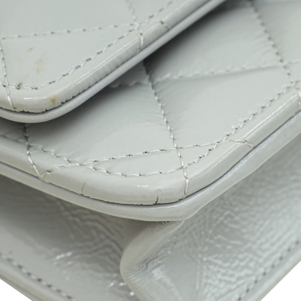 Chanel Grey CC Shiny Wallet On Chain