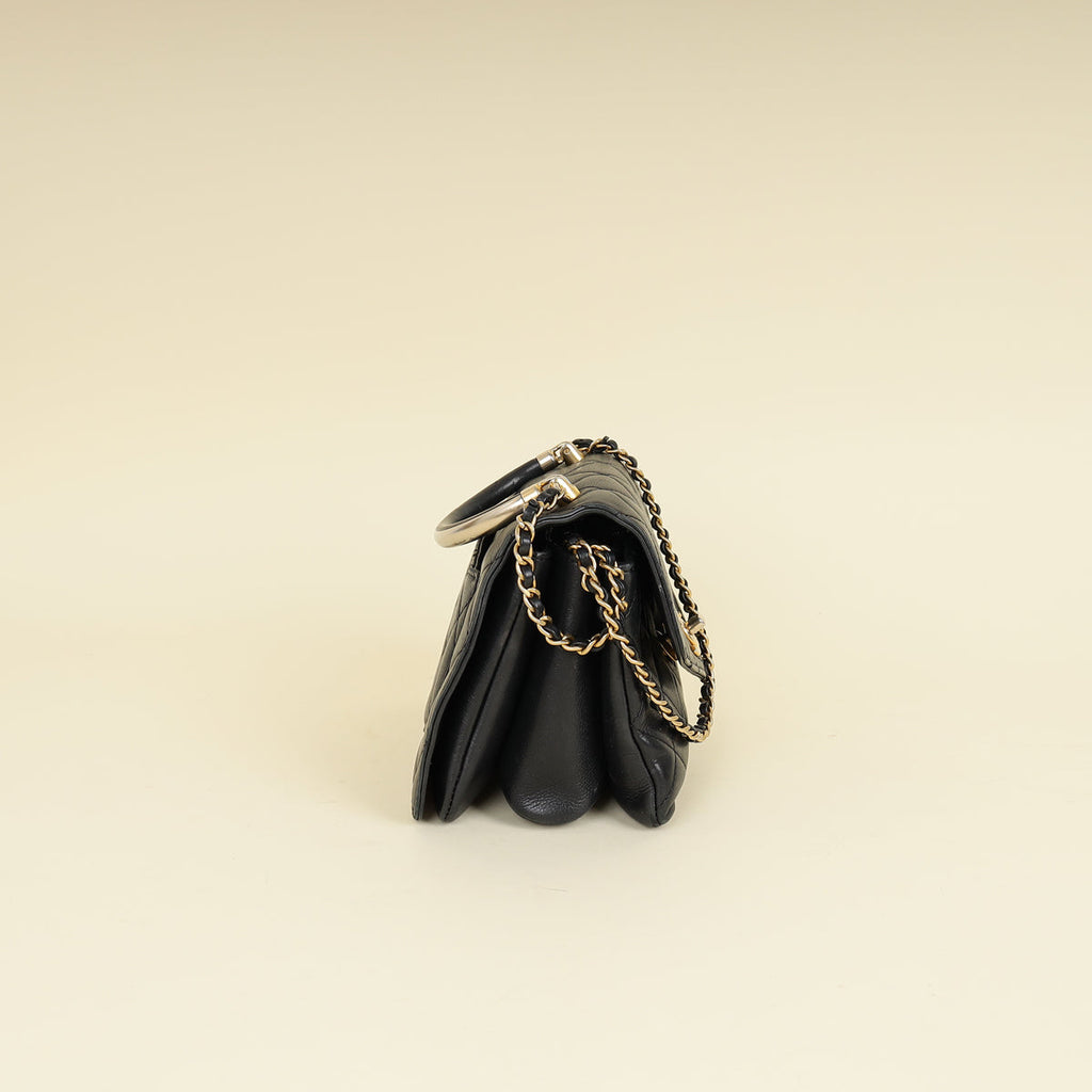 Chanel Black CC Top Handle Envelope Flap Bag