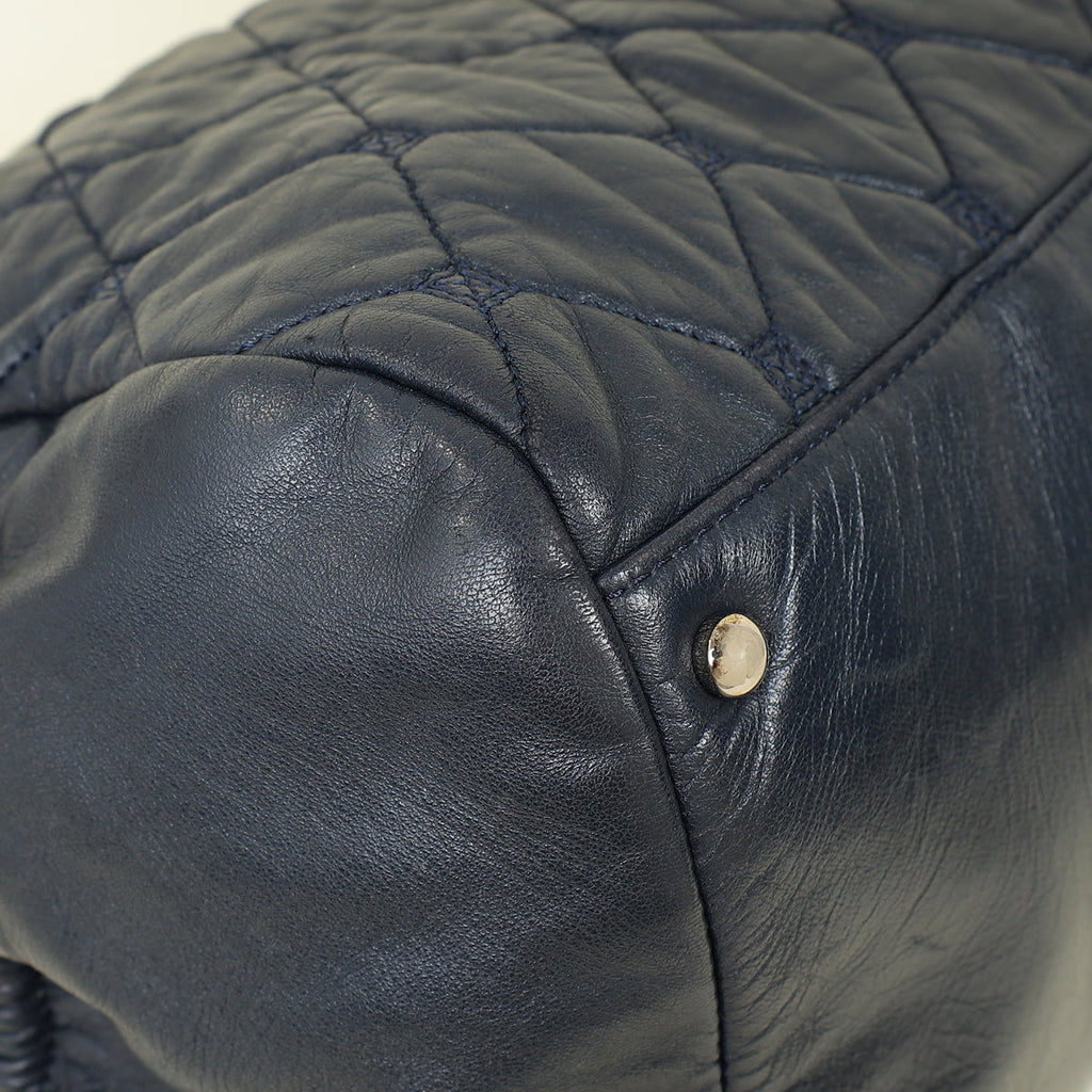 Chanel Indigo Blue CC Quilted Hidden Chain Bowler Bag