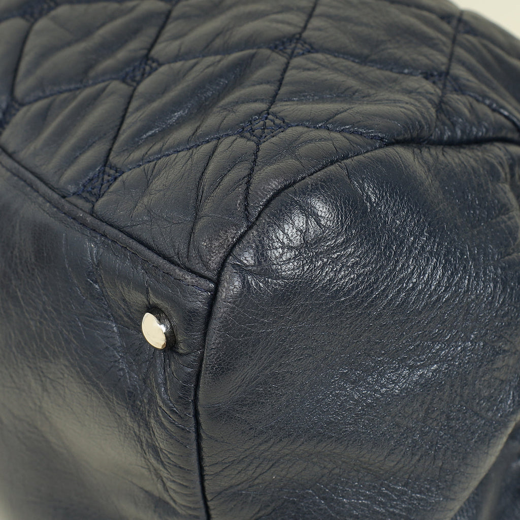 Chanel Indigo Blue CC Quilted Hidden Chain Bowler Bag