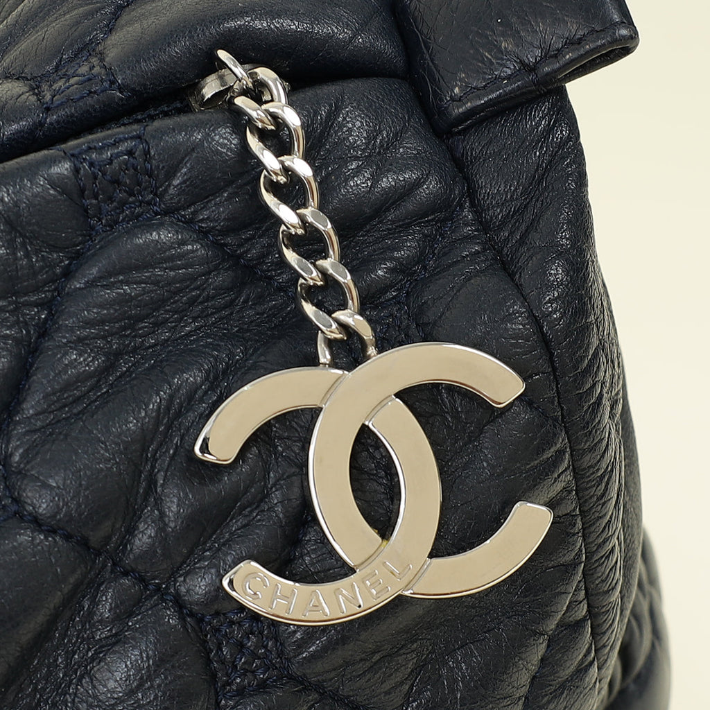 Chanel Indigo Blue CC Quilted Hidden Chain Bowler Bag