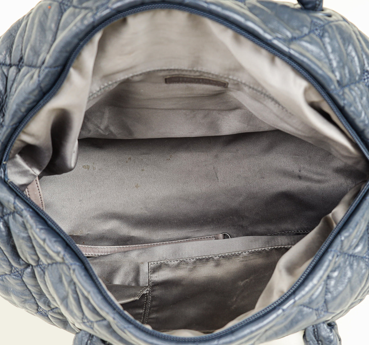 Chanel Indigo Blue CC Quilted Hidden Chain Bowler Bag
