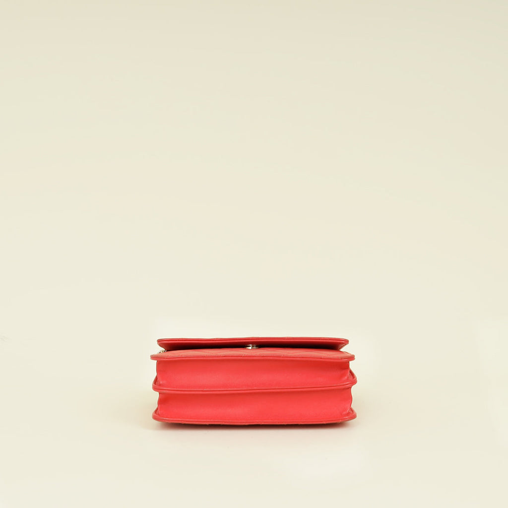 Chanel Red Square Wallet on Chain