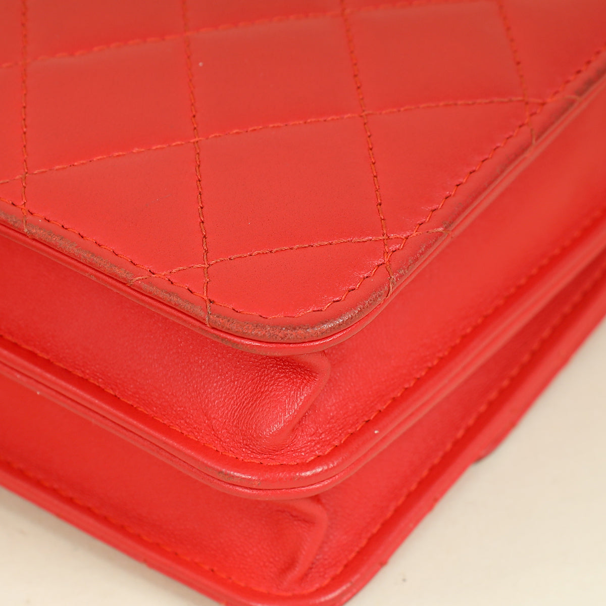 Chanel Red Square Wallet on Chain
