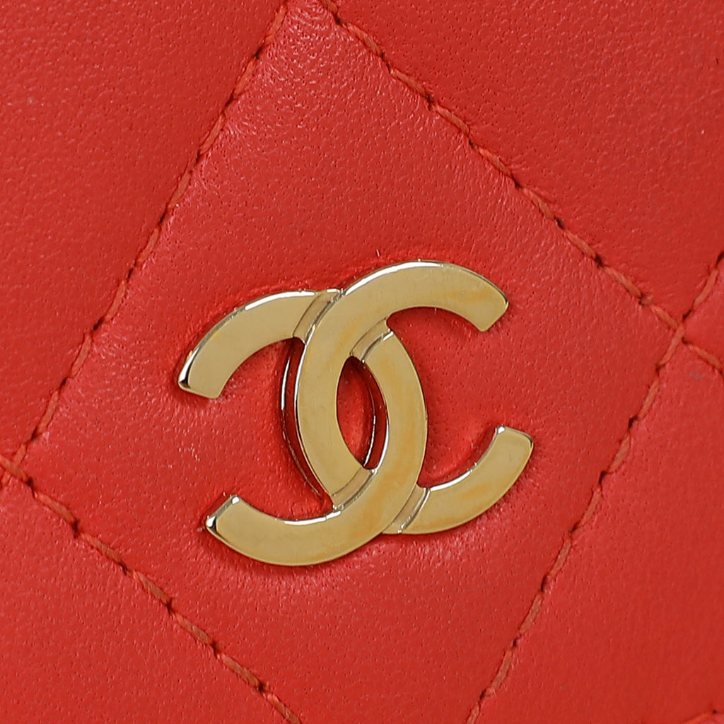 Chanel Red Square Wallet on Chain